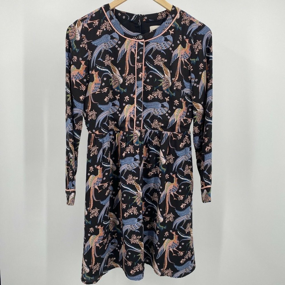 LOFT Black and Blue Long Sleeve Dress